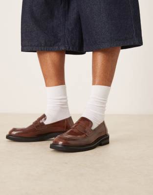 Asos Design Penny Loafers In Multi