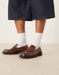 [ASOS DESIGN] ASOS DESIGN penny loafers in tan leather-Brown 42 TAN