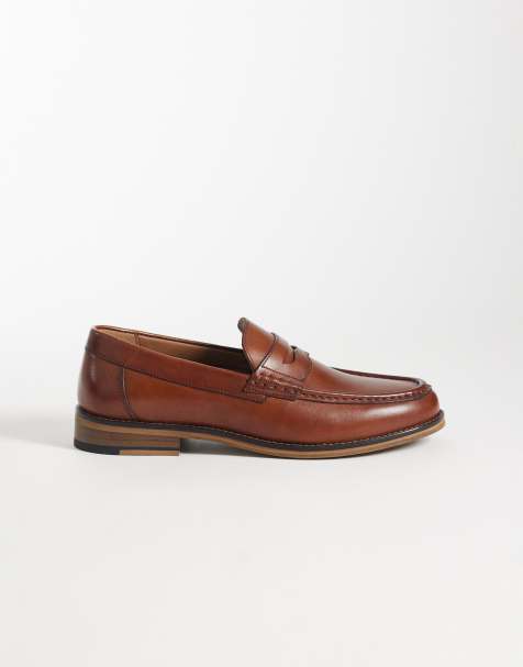 ASOS DESIGN penny loafers in tan leather - view 1