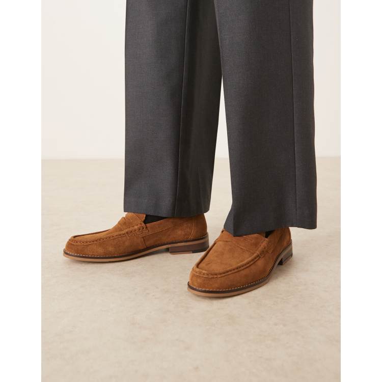 ASOS DESIGN penny loafers in tan suede | ASOS display picture 1