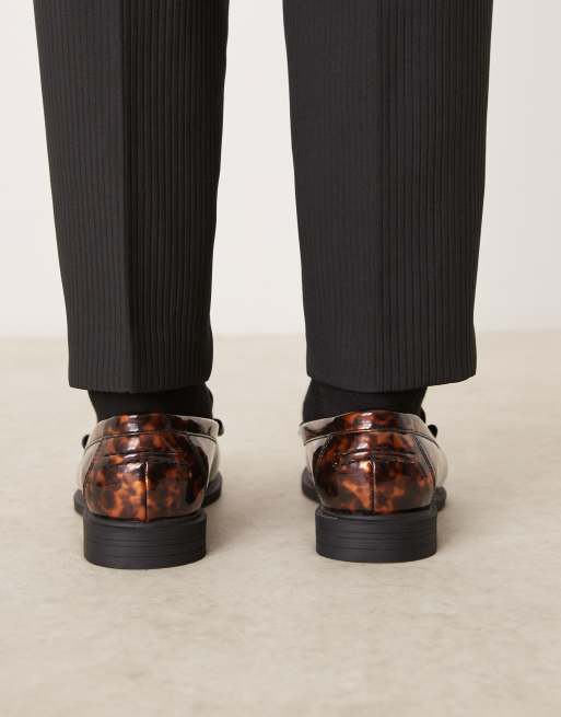 ASOS DESIGN penny loafers in tortoise print