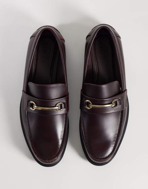 ASOS DESIGN penny loafers med guldfarvet snaffel i bordeaux, 2 af 4