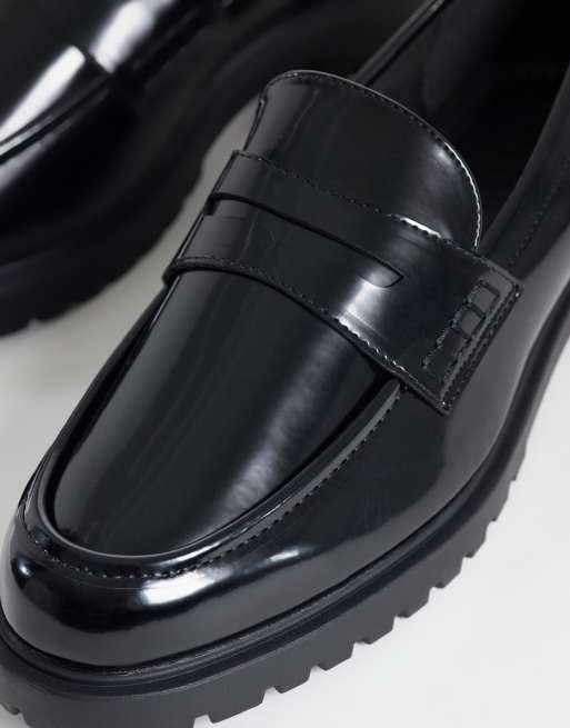 ASOS DESIGN penny loafers med profileret sål i sort, 3 af 4