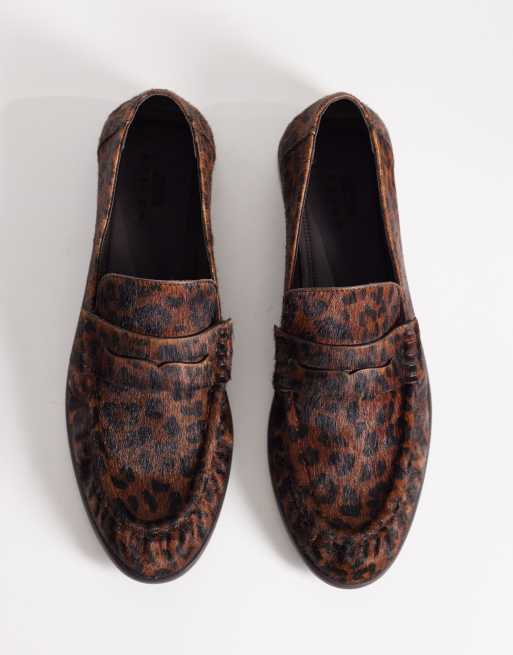 ASOS DESIGN - Penny-loafers med rynker og leopardprint og hestehårsfinish, 2 af 4