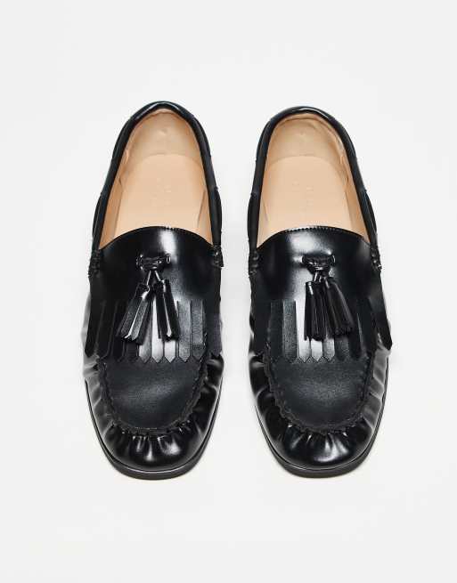 ASOS DESIGN - Penny loafers met franjes in zwart, 3 van 4