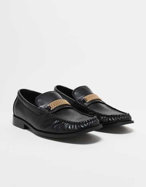 ASOS DESIGN - Penny loafers met goudkleurige hardware in zwart, 2 van 5
