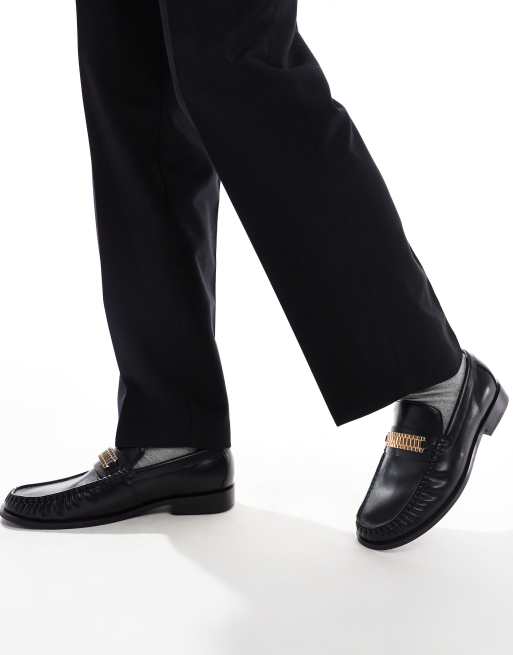 ASOS DESIGN - Penny loafers met goudkleurige hardware in zwart, 5 van 5