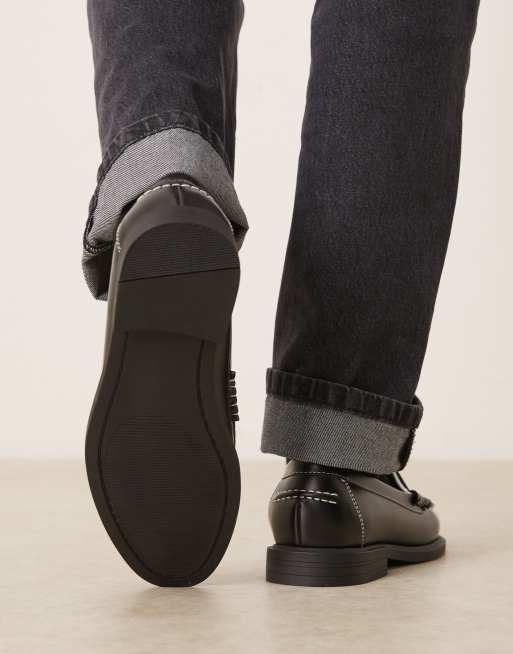 ASOS DESIGN - Penny loafers met kaartenprint in zwart, 3 van 4