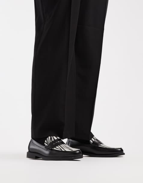 ASOS DESIGN - Penny loafers met zebramotief in zwart - view 1