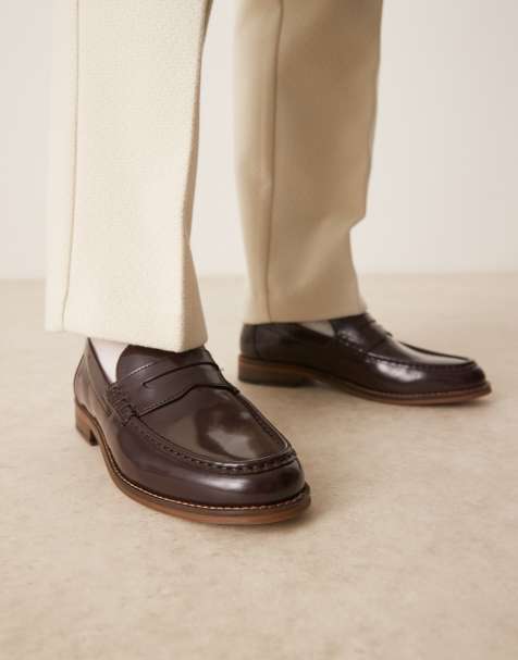 ASOS DESIGN - Penny loafers van leer in bordeauxrood - view 1