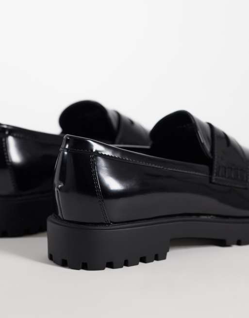 ASOS DESIGN penny loafers with cleated sole in black, 4 of 4