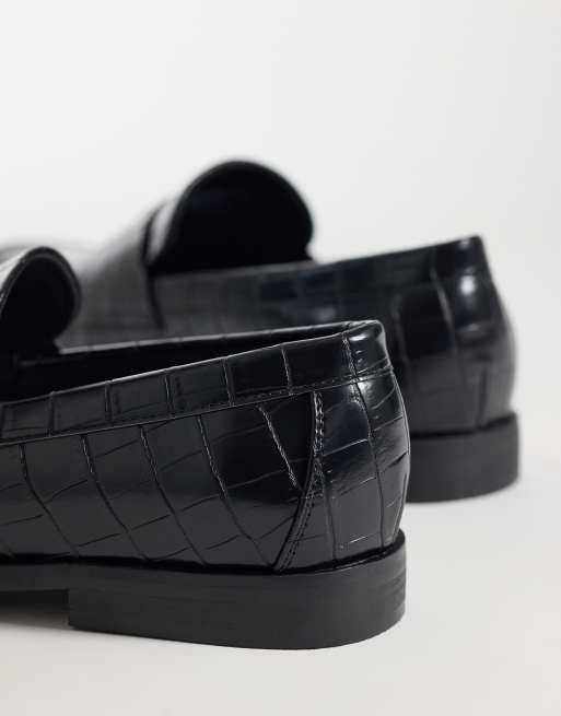 ASOS DESIGN penny loafers with coin detailing in black croc, 3 of 4