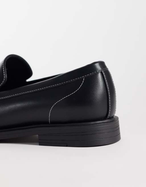 ASOS DESIGN penny loafers with contrast stich detail in black, 4 of 4