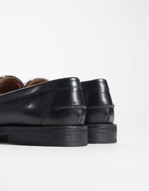 ASOS DESIGN penny loafers with pony hair apron in black leather, 4 of 4