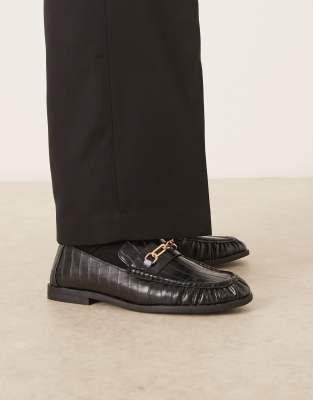 Asos Design Penny Loafers With Ruching In Black