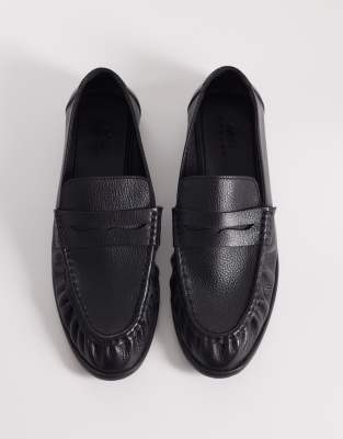 Asos Design Penny Loafers With Ruching In Black