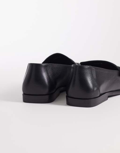 ASOS DESIGN penny loafers with ruching in black leather, 4 of 4