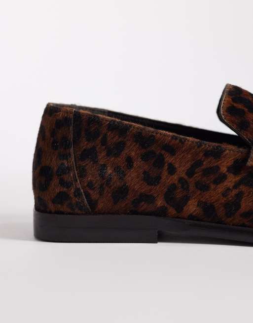 ASOS DESIGN penny loafers with ruching in leopard print pony hair, 4 of 4