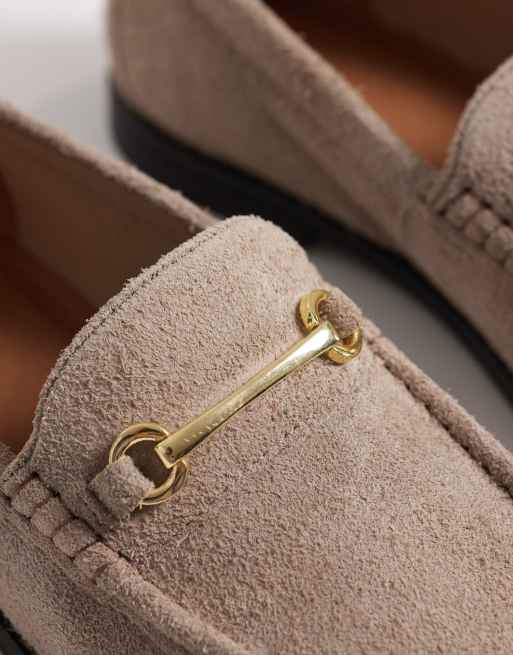 ASOS DESIGN penny loafers with snaffle detail in stone hairy suede, 2 of 4