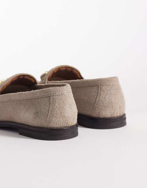 ASOS DESIGN penny loafers with snaffle detail in stone hairy suede, 4 of 4