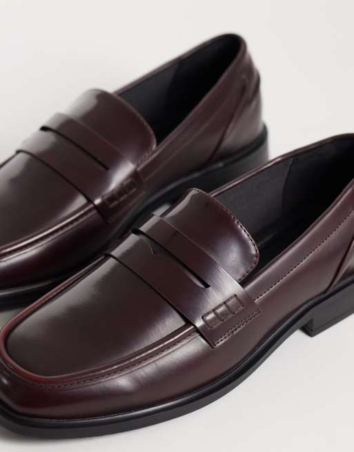 ASOS DESIGN penny loafers with square toe in burgundy, 3 of 4
