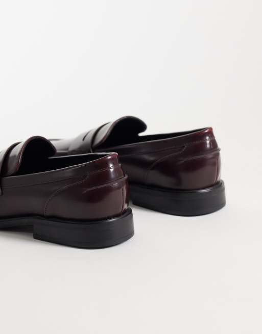 ASOS DESIGN penny loafers with square toe in burgundy, 4 of 4