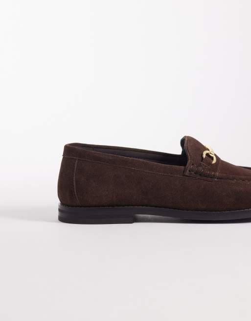 ASOS DESIGN penny snaffle loafer in brown suede, 4 of 4