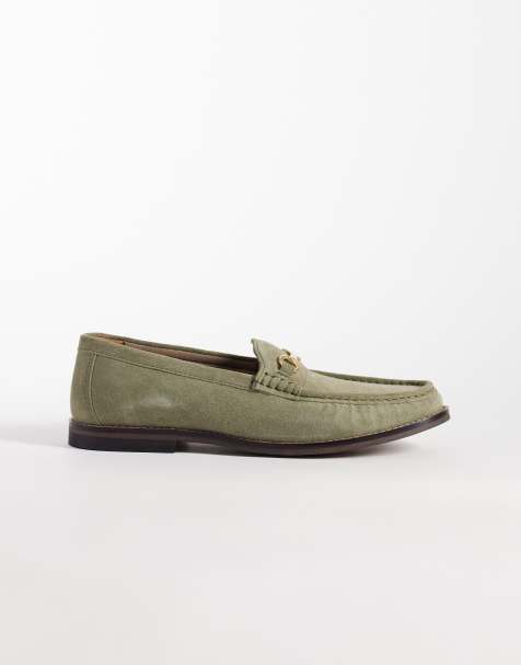 ASOS DESIGN penny snaffle loafer in khaki suede - view 1