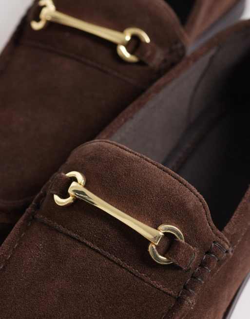 ASOS DESIGN penny snaffle loafers in brown suede, 2 of 4