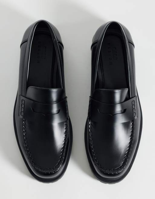 ASOS DESIGN Pennyloafer mit Profilsohle in Schwarz, 2 von 4