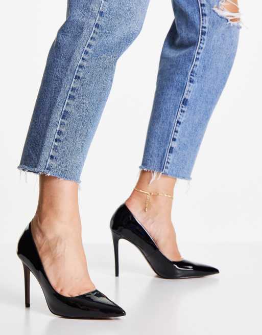 Black patent court high cheap heels