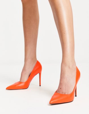 ASOS DESIGN - Penza - Spitze Pumps in Orange mit hohem Absatz