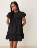 [ASOS DESIGN] ASOS DESIGN pep hem poplin mini dress in black 6 BLACK