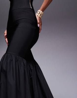 Asos Design Peplum Bandage Maxi Skirt In Black