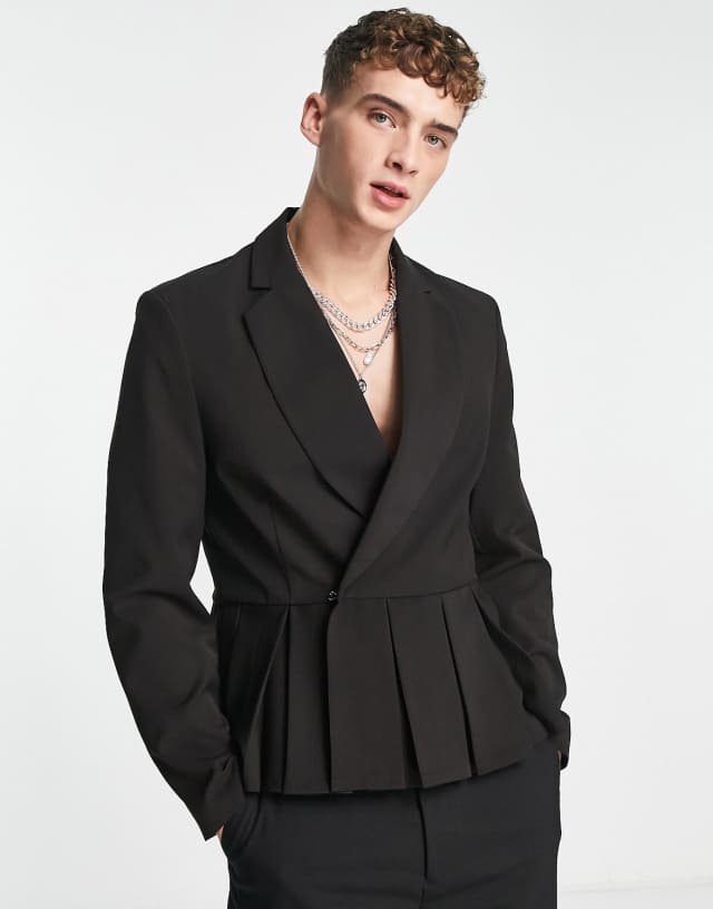 ASOS DESIGN peplum blazer in black