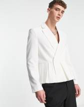 ASOS Design Wedding Skinny Blazer with Gold Buttons in Sage Green