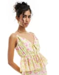 [ASOS DESIGN] ASOS DESIGN peplum detail cami top in floral print (part of a set)-Multi 10 Floral print