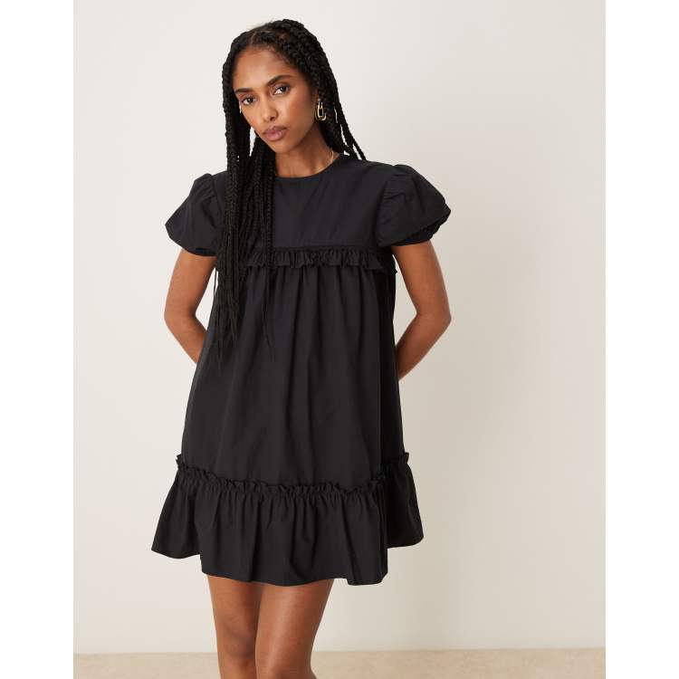 black peplum dress asos ASOS DESIGN Premium plunge plisse maxi dress with wired trim peplum in black