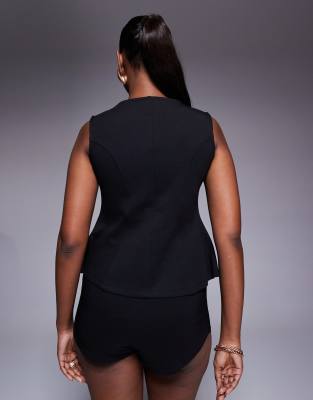 Asos Design Peplum Interlock Sleeveless Top In Black