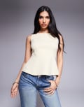 [ASOS DESIGN] ASOS DESIGN peplum interlock sleeveless top in lemon-Yellow M Lemon