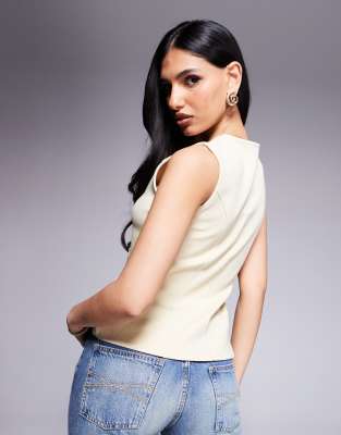 ASOS DESIGN PEPLUM INTERLOCK SLEEVELESS TOP 