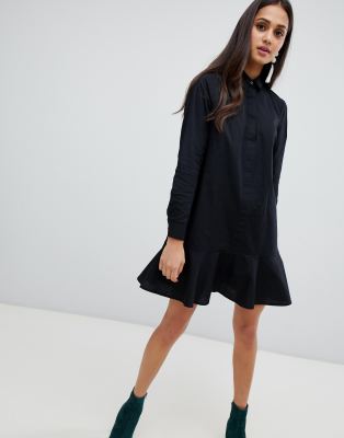 black smart shirt dress