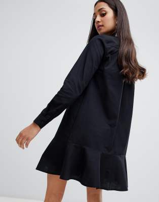 asos design peplum mini shirt dress