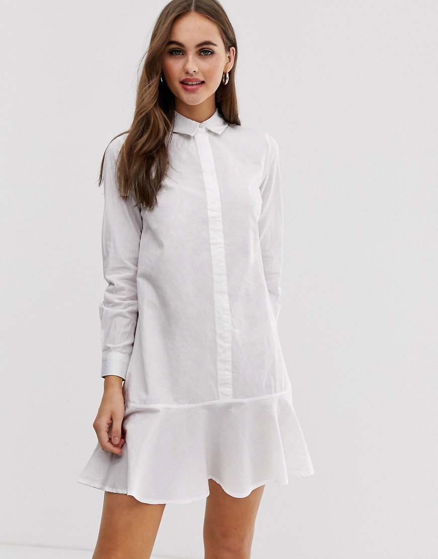 ASOS DESIGN Peplum mini shirt dress-White