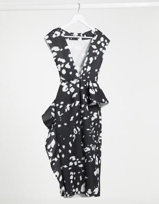 peplum pencil midi dress