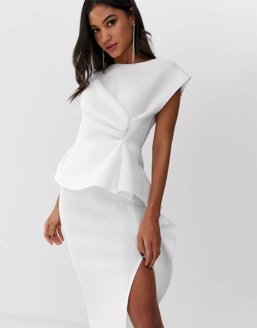 Asos white cheap peplum dress