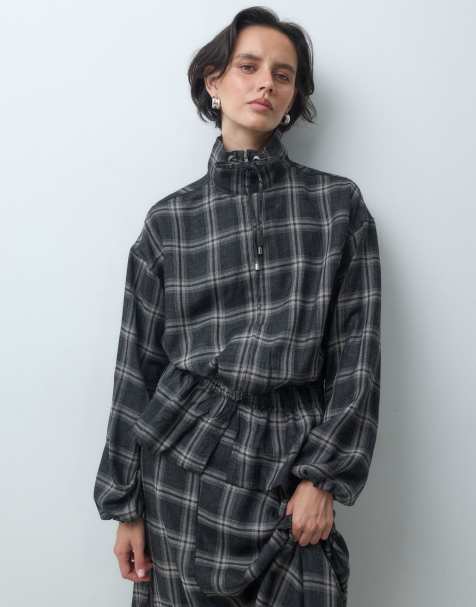 ASOS DESIGN peplum-träningsjacka i monorutigt set - view 1