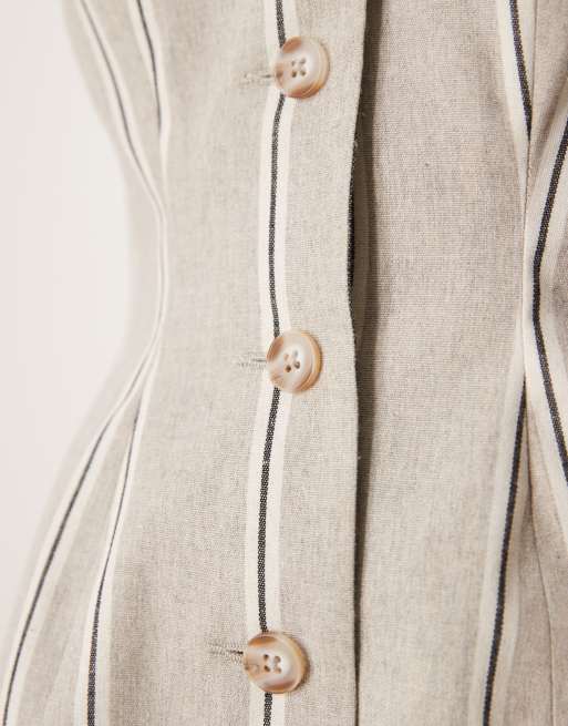 ASOS DESIGN peplum vest in beige stripe, 4 of 4