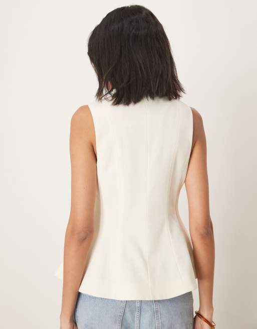 ASOS DESIGN peplum vest in buttermilk