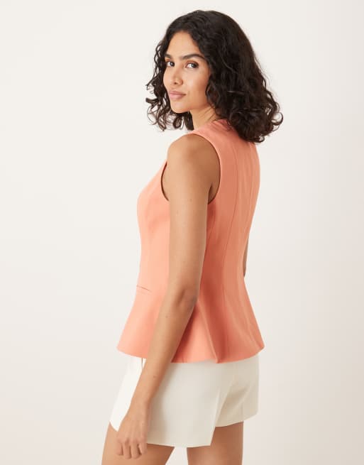 ASOS DESIGN peplum vest in coral, 4 of 4